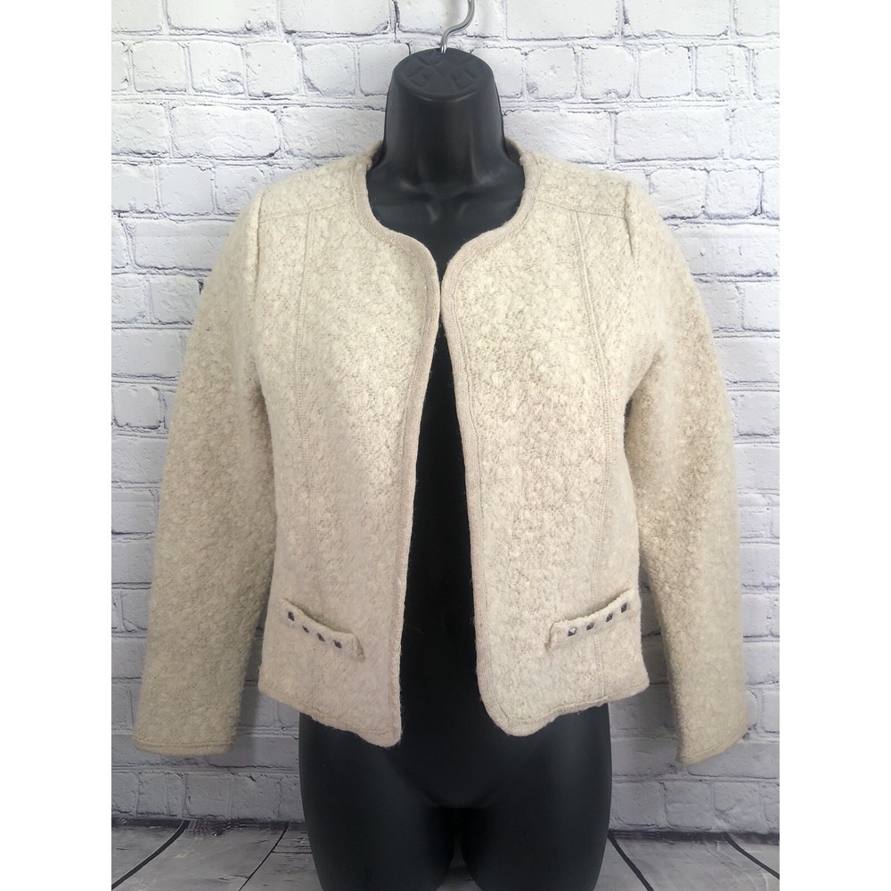 Outer Wear designed in Australia boieled wool open jacket sz xs tan beige - Picture 2 of 8